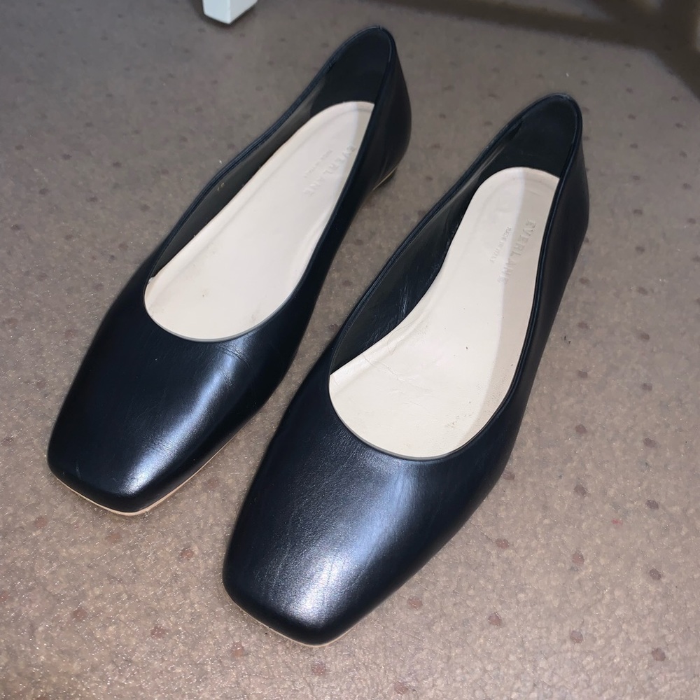 Everlane black square toe flats (the 90's flat)